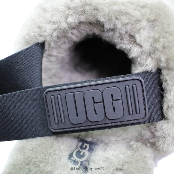 UGG Women's "Super Fluff Slipper" Sling Back Cozy Sheepskin Shoes - Burnt Olive - Picture 6 of 8